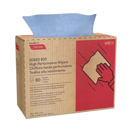 Cascades Pro Tuff-Job Spunlace Towels, Pop Up Box, 9.75 x 16.75, Blue, 80 Towels, 5PK W811